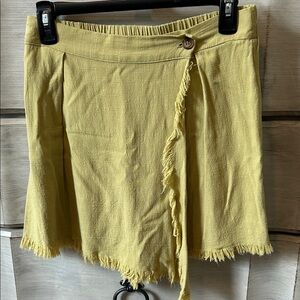 Yellow Fringed Wrap Skirt